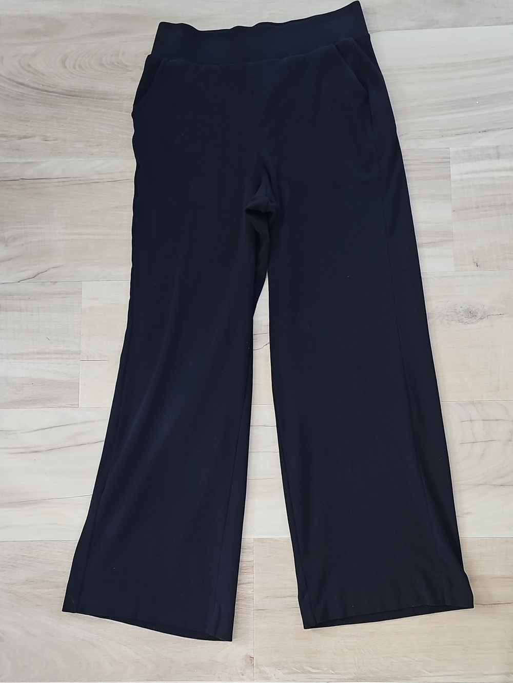 PACT Organic Black Cotton/Elastane Wide Leg Pull On Dress Travel Pants Sz M